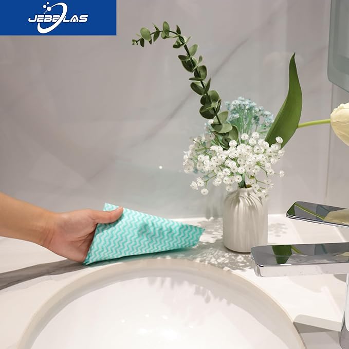 JEBBLAS Handi Wipes Reusable Cloths Dry Cleaning Cloths Dish Towel Kitchen Towel Handy Cleaning Wipes,Pack of 50, Green