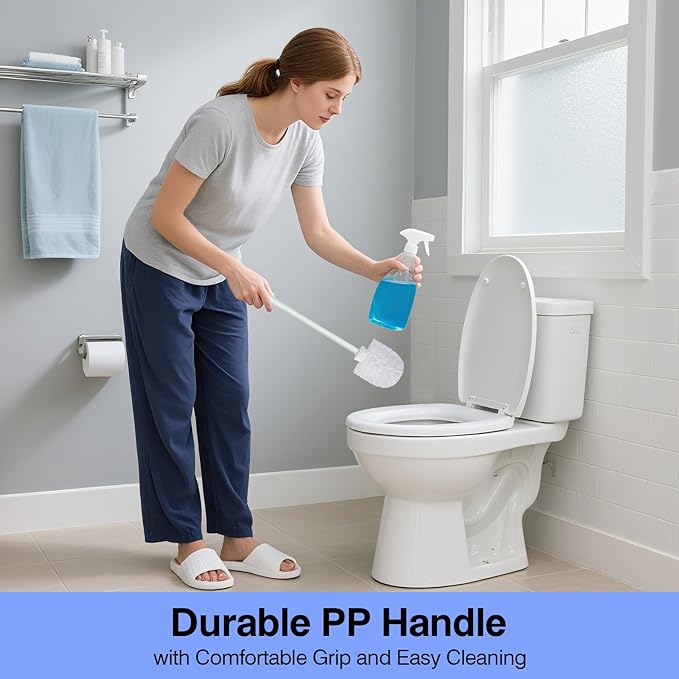 15 Pcs Toilet Brushes, 14.2 Inch Toilet Bowl Brush, Long Plastic Handled Cleaning Scrubber, Heavy Duty Toilets Scrubber Brush for Home Commercial Restrooms Bathroom Cleaning(White)