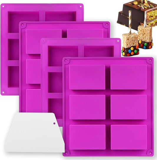 Chocolate Bar Mold 24-Cavity Rice Snacks Treat Molds Silicone Candy Bar Molds, Rectangle Chocolate Molds for Chocolate Brownie Cornbread Pudding Butter Mould (1 Inch Depth)