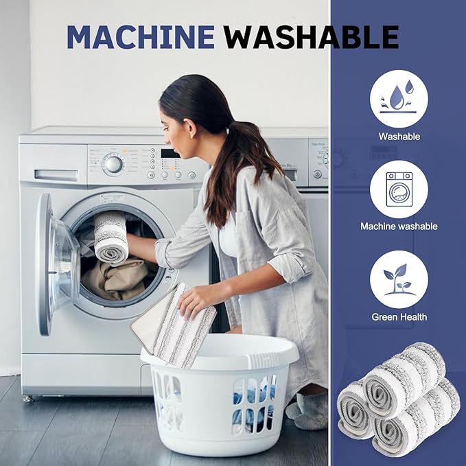 3 Pack Microfiber Cleaning Pads for Bona Mop, Reusable Microfiber Mop Pads for 18 Inch Mop, Hardwood Floor Replacement Cleaning Mop Pads, Machine Washes