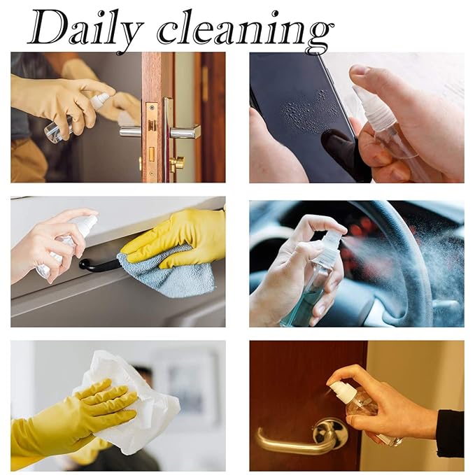 ZEJIA Small Refillable Mini Spray Bottle for Face, Liquids, Perfume - 2OZ Plastic Travel Spray Bottle with Labels (6 Pack)