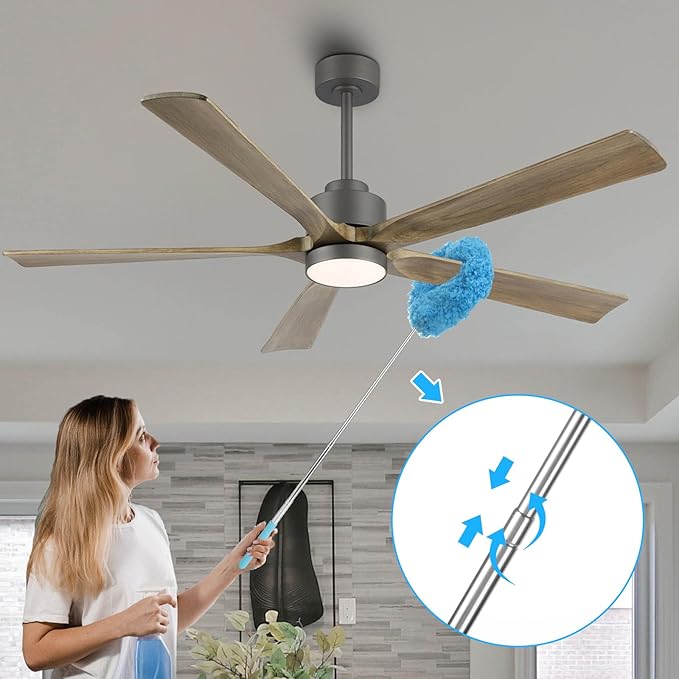 8 Pack Ceiling Fan Cleaner Duster 2 Size Reusable Microfiber Ceiling Fan Cleaner Duster with Extendable Long Handle 6 to 30 Inch for Cleaning Walls Bookshelves Door Window Top