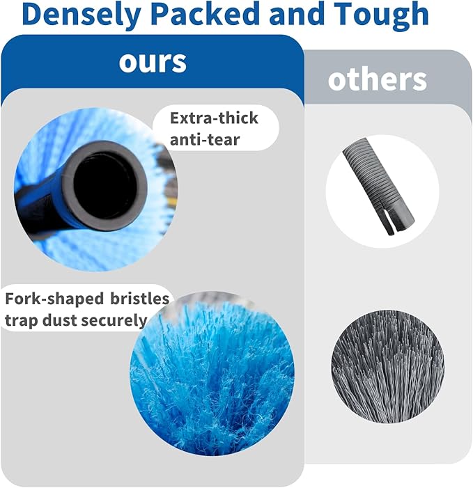 4 Pack Screw on Webster Cobweb Duster Head for Pole,Spider Web Remover Brush, Cobweb Duster Head Attachment,Fits Standard 3/4 inch Threaded Poles (4, Blue)