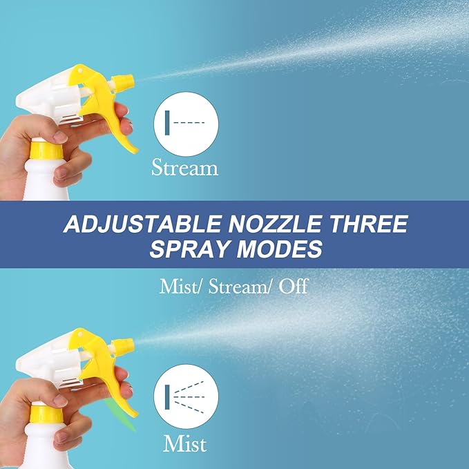 Zubebe 24 Pack 32 oz Plastic Spray Bottle Bulk Empty Leakproof Heavy Duty Spray Bottles for Cleaning Supplies Mist Bottles with Label and Adjustable Nozzle for Plant(Multicolor C,Clear Scale)