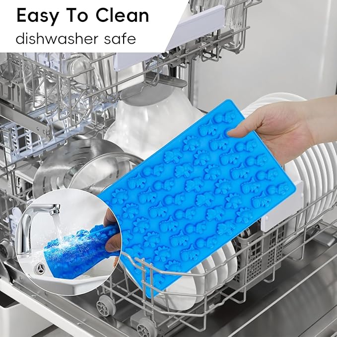 Gummy Candy Molds - Silicone Gummy Dinosaur/Marine Animal/Donut/Small Hearts Shapes/Fruit Snack Mold for Kids with 2pcs Dropper,Non-stick and Bpa Free for Mini Candy Chocolate Gummies Baking