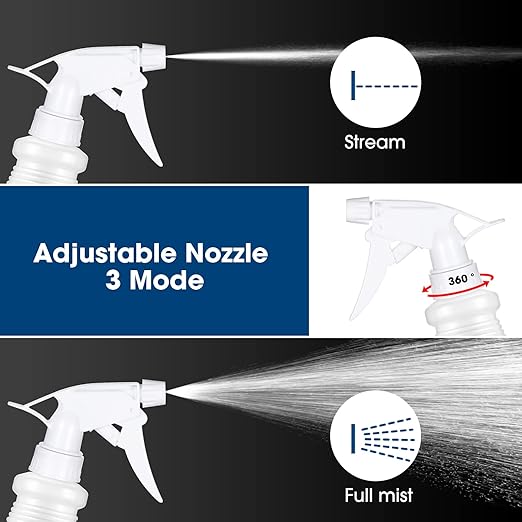 Yinder 18 Pcs 16 Oz Plastic Spray Bottle Bulk Empty Refillable Spray Bottles for Cleaning Solution Leak Proof Water Sprayer with Adjustable Nozzle Mist/Stream Mode(Black, White, Red)