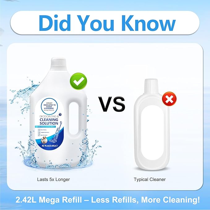 Floor Cleaning Solution, 82 FL OZ, Deep Cleans for Multiple Hard Floors, Compatible with Tineco S3/S5/S7 Pro & iFloor 3/5 (No Steam), Deep Deodorization Pet-Friendly, Stain-Busting & Fresh-Scented