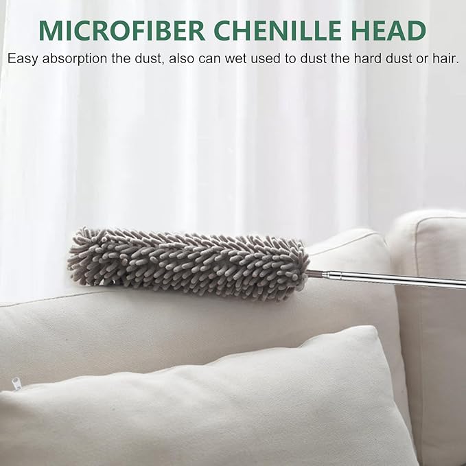 SetSail Dusters for Cleaning, 100-inch Extra-Long Duster with Extension Pole Bendable Microfiber Head Washable Ceiling Fan Cleaner Duster Kit for High Ceilings, Corner, Furniture