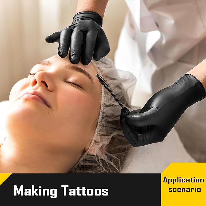 COOLJOB 5 Mil Black Disposable Nitrile Gloves for Men, Heavy-Duty for Household Cleaning, Cooking, Working, Powder Free, S-XL