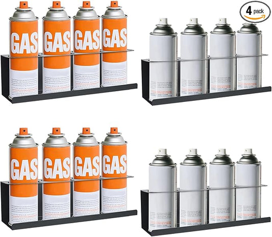 Aerosol Spray Can Holder Rack 4 Packs, Spray Bottle Organizer Wall Mounted Heavy-Duty Steel Paint Bottle Storage Rack for Garage and Workspace