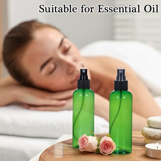 Yebeauty Spray Bottles for Essential Oils, 6.8oz Refillable Plastic Misting Spray Bottle Empty Atomizer Fine Mist Spray Bottle for Beauty Products Cleaning, 2 Pack Green
