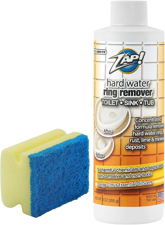 Toilet Bowl Stain Remover | Porcelain Sink, Tub & Bowl | Concentrated Formula Removes Hard Water Rings, Rust, Lime & Mineral Deposits | Septic Safe | Citrus Scent 9 oz