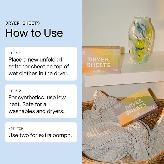 DedCool Dryer Sheets | 01 Taunt | 40 Count | Non-Toxic, Vegan Fabric Softener Sheets | Bergamot, Vanilla & Amber Scent | Gentle on Sensitive Skin | Softens & Freshens | Premium Laundry Supplies