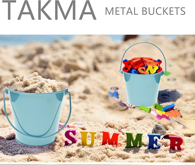 Colored Metal Buckets with Handle, 6 Pack 5.91 Inch Galvanized Iron Pail Bucket for Kids,Classroom,Crafts,and Party Favors (Green Blue)