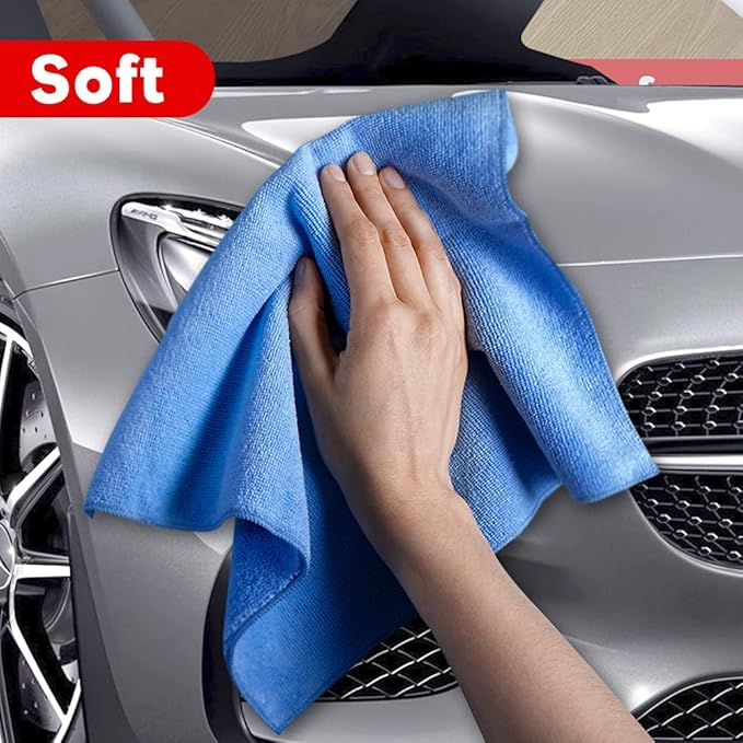 Microfiber Cleaning Cloths Softer Highly Absorbent Reusable 16"x12" Pack of 6 (Green Blue Orange) Lint Free Streak Free for House Kitchen Car Glass Stainless Steel Window