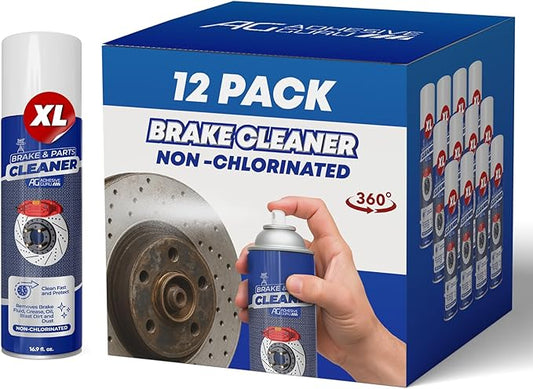 Adhesive Guru Non-Chlorinated Brake Cleaner – (12 x16.9 fl oz) – Brake Parts Cleaner & Degreaser for Disc, Pads, Calipers, Springs, Rotors, Clutch & Chain – Fast-Drying, Residue-Free