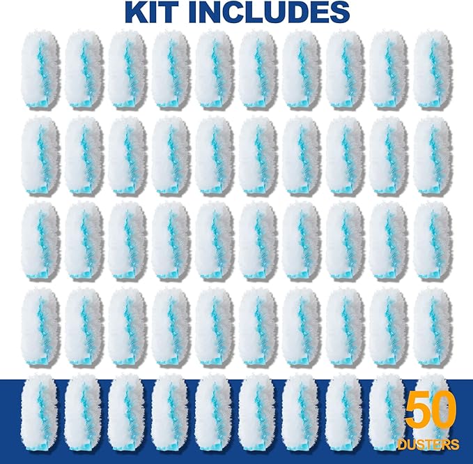 360 Duster Refills for Swiffer, Refill Kit with 50 Dusters for Cleaning Home & Car, Heavy Duty Multi Surface