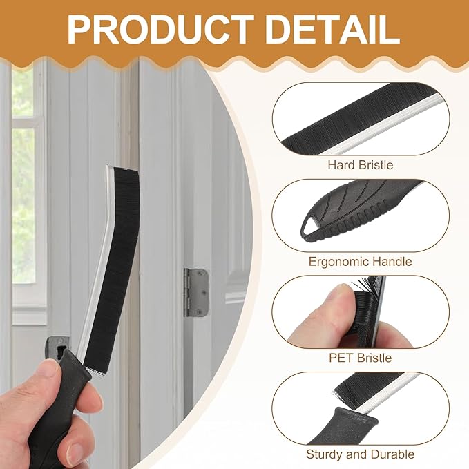 uxcell 5pcs Crevice Cleaning Brush, Hard Bristle Gap Scrub Brush, Bathroom Cleaning Tools for Window Bathroom Faucet Gap, Black