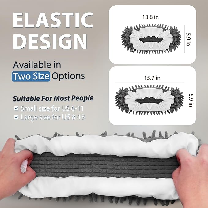 8 Pcs Mop Slippers Socks Floor Cleaning,Microfiber Shoe Covers dust Washable Reusable for Woman Man House Kitchen (Dark Grey)
