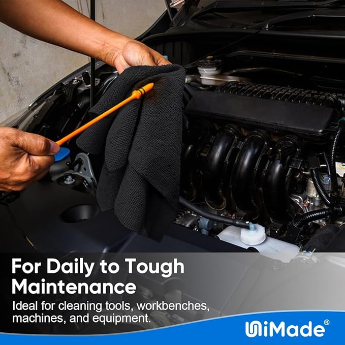 Microfiber Cleaning Cloth, 200 Pack Microfiber Towels for Cars Reusable Shop Rags Bulk Lint Free Cleaning Towels for Car Kitchen Automotive Bar Mechanic Restaurant Garage, 11.5"x 11.5", Black