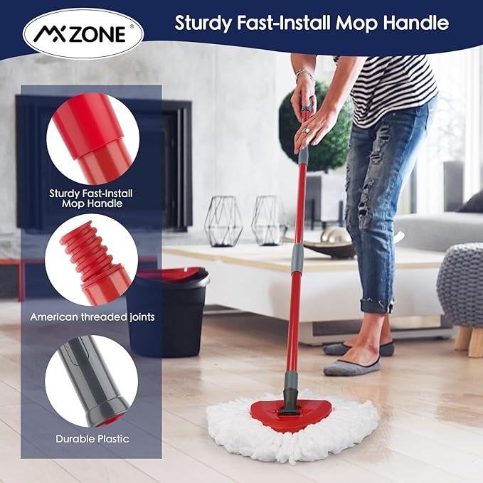 Spin Mop Handle Replacement Compatible with O Cedar Spin Mop and Bucket, 4-Section 29" to 56" Rotatable Mop Replace Handle, Mop Stick for Floor Cleaning (Mop Head & Base not Include)