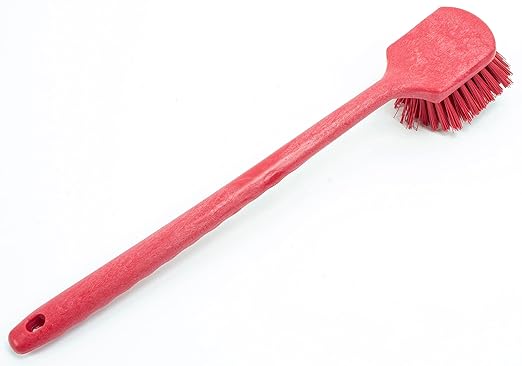 SPARTA 40501EC05 Plastic Large Scrub Brush, Kitchen Brush, Utility Brush With Long Handle For Cleaning, 20 Inches, Red