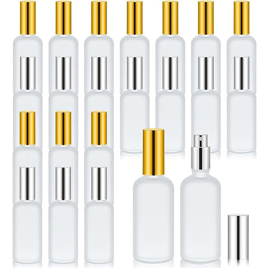 Tessco for you 20 Pcs 3.4 oz/100 ml Glass Spray Bottles Empty Perfume Atomizer Refillable Clear Decorative Empty Bottles with Fine Mist Sprayer Pump for Face Body Travel(Silver, Gold)