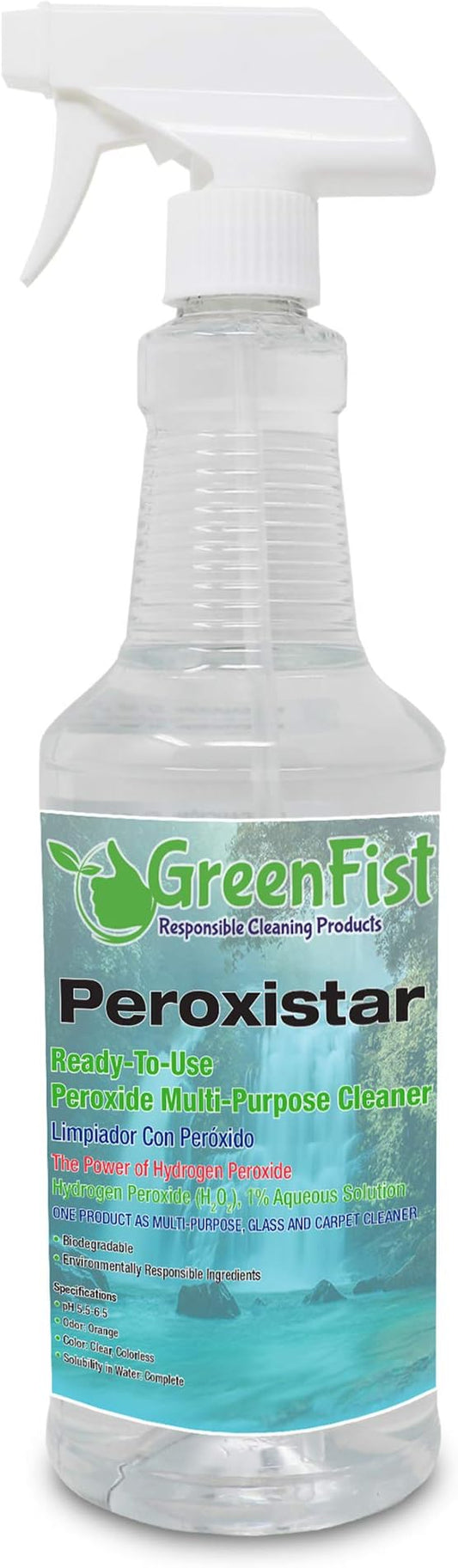 GreenFist Hydrogen Peroxide All Purpose Surface (Glass, Carpet,Stain Remover) Cleaner (1 Quart, 32 oz Spray)