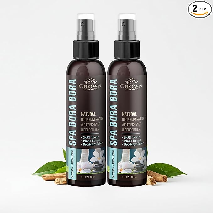 Non-Toxic Odor Eliminator, Natural Sandalwood & Patchouli Air Freshener Spray for Home, Room, Closet & Couch Deodorizer, Long Lasting Bathroom & Toilet Freshener, Safe for Kids & Pets,2PK, 4 oz each