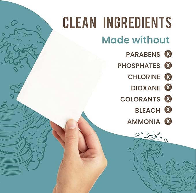 COCO+ Laundry Detergent Sheets - Nano-Concentrated with Enzymes, Hypoallergenic & Plant-Based - Deep Clean, Safe for Sensitive Skin - (120 Loads 60 Sheets) - Ocean Mist