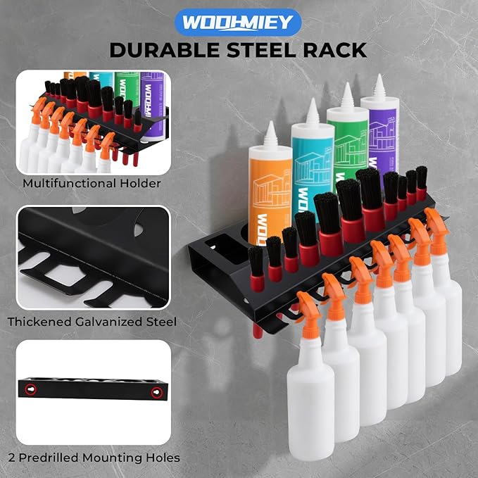 Wall Mounted Spray Bottle and Detailing Brush Holder, Garage Spray Bottle Rack and Wall Mount Tool Organizer for Car Detailing, Auto Detailing Bottle Holder