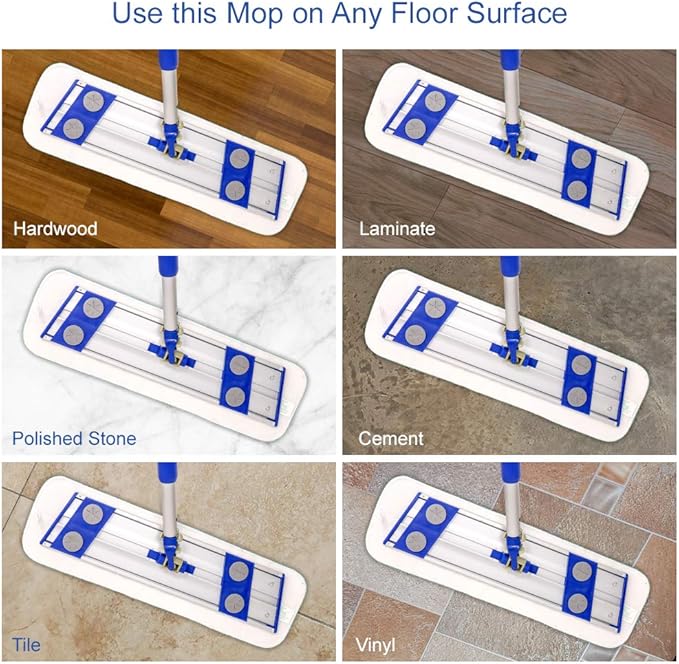 Arkwright Spray Mop Replacement Pads - (Case of 120) Bulk Microfiber Flat Dry and Wet Refill Mop Pads Floor Cleaning, Compatible with Bona and Rubbermaid, Fits All Mop Heads, 18 in, Blue