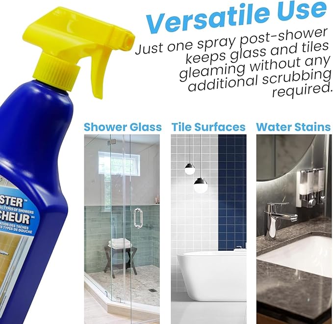 Shower Cleaner Buster Spray - all Types of Surfaces, Shower Glass Cleaner, Stop Soap Scum & Water Stain (2 x 500 ML / 16.9 OZ)
