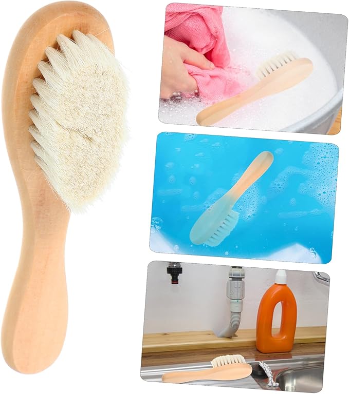 GANAZONO Laundry Brush for Delicate Fabrics Natural Soft Pig Bristle Scrubbing Tool for Removing Stains from Knits and Reusable Cleaning Brush for Household Use