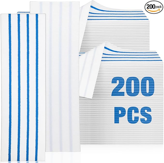 Nuogo 200 Pcs Microfiber Disposable Mop Pad for 16-18'' Hook & Loop System Mop Heavy Duty Replacement Cleaning Pads Refills for Multi-Surface Hardwood Floor Dry Wet Cleaning