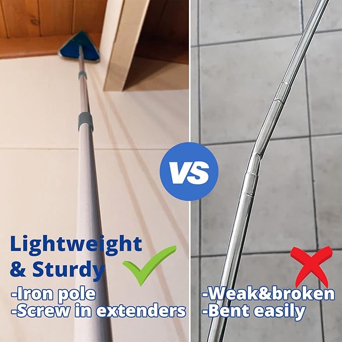 Wall Cleaner Mop with Fan Duster, BAFEZOZE Baseboard Cleaner Tool with Long Handle 82", Floor Cleaner for Mopping Long Dusters for Cleaning, 1 Ceiling Fan Cleaner Duster 4 Replacement Pads