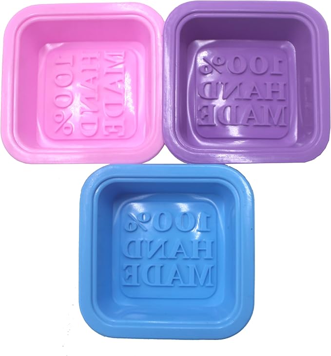 (30-Pack) DIY Handmade Soap Molds, Baking Molds, Cupcake Liners - 100% Handmade Square Silicone - - Microwave, Oven, Refrigerator, Freezer and Dishwasher Safe for Homemade Craft(Purple, Pink, Blue)