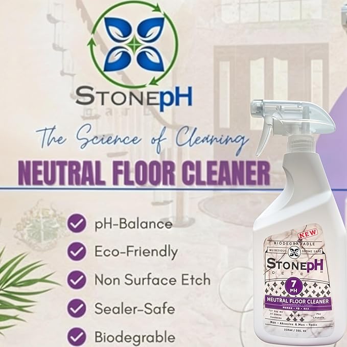 Neutral Floor Cleaner Kitchen & Home Cleaning Surfaces: Safe, Orange, Spray, Marble, Granite, Quartz, Travertine, Non Abrasive & Non Toxic, Biodegradable (Lavender)