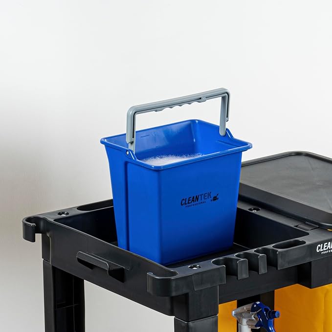 Restaurantware-Clean Tek Professional 6 Quart Cleaning Bucket, 1 Utility Pail with Handle - Heavy-Duty, Portable, Blue Plastic Washing Pail, Perfect for Household, Outdoor, Car Wash and More