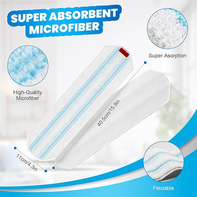 6 Pack Mop Replacement Pads for O-Cedar H2prO Flat Mop, Washable & Reusable Microfiber Mop Refills for O-Cedar Flat Mop System for Indoor and Outdoor Flooring, Bedrooms, Kitchens, Living Rooms