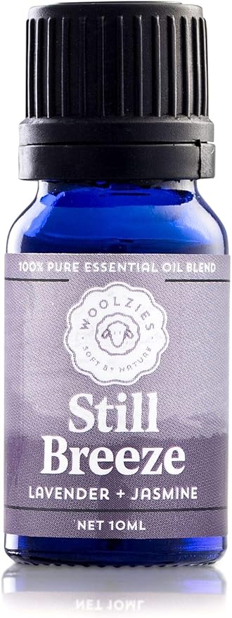 Woolzies Wool Dryer Balls Organic: 6 XL Laundry Balls for Dryer + 10 ml Still Breeze Essential Oil Combo for use as 100% Pure and Natural Fabric Softener | Best Scented Wool Balls Laundry