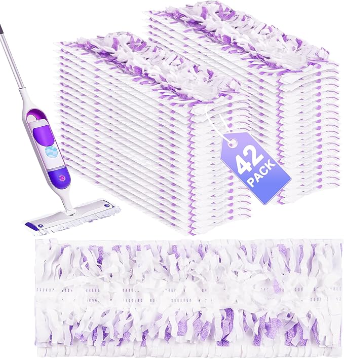 42 Count Disposable for Swiffer Power Mop Pads, 5X Cleaning Power Mop Refills, Replacement Floor Cleaning Refills, Non-Washable & Unscented for Floor Surface Cleaning