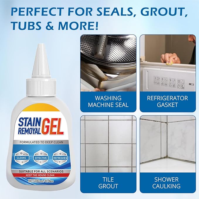 Mold Stain Remover Gel,Heavy Duty Gel Cleaner,Multifunctional Stain Remover For Homeowners & Renters,Bathroom, Kitchen, Tile, Washing Machine Use -Easy Squeeze Design