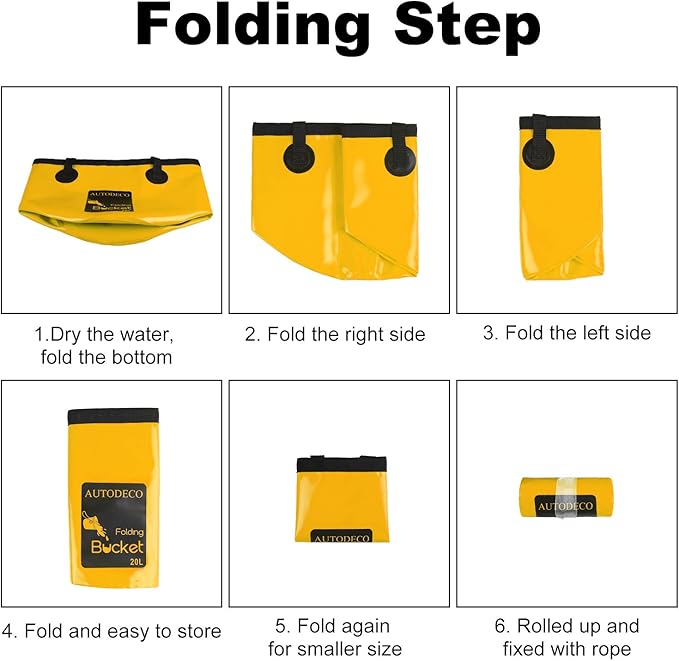 AUTODECO Collapsible Bucket 5 Gallon Container Folding Water Bucket Portable Wash Basin 20L