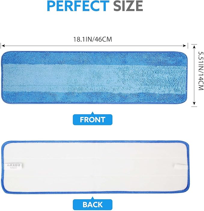 6 Pack Microfiber Cleaning Pads are Compatible with Bona Mop,18 Inch Replaceable Mop Pad Refill,Washable & Reusable Blue Microfiber Mop Pads for Hardwood and Hard-Surface Floors