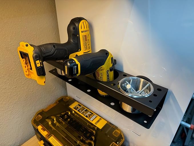 ULIBERMAGNET Power Tool Organizer Rack,Magnetic Heavy Duty Spray Bottle Holder,Wall Mount Metal Tool Rack with Screwdriver,Cordless Drill,Screw,Nail Storage,Utility Rack for Warehouse,Garage,Toolbox