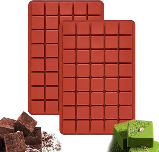 Mini Square Silicone Molds, 2 Pack 40-Cavity Caramel Candy Gummy Molds for Chocolate Mini Ice Cube Jelly Truffles