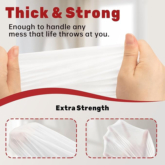 FIXSMITH 13 Gallon Trash Bags Drawstring, 20 Count Garbage Bags 13 Gallon Tall Kitchen,Heavy Duty Trash Bags for Bathroom, Outdoor, Waste Basket and Car, Unscented White Bathroom Garbage bag