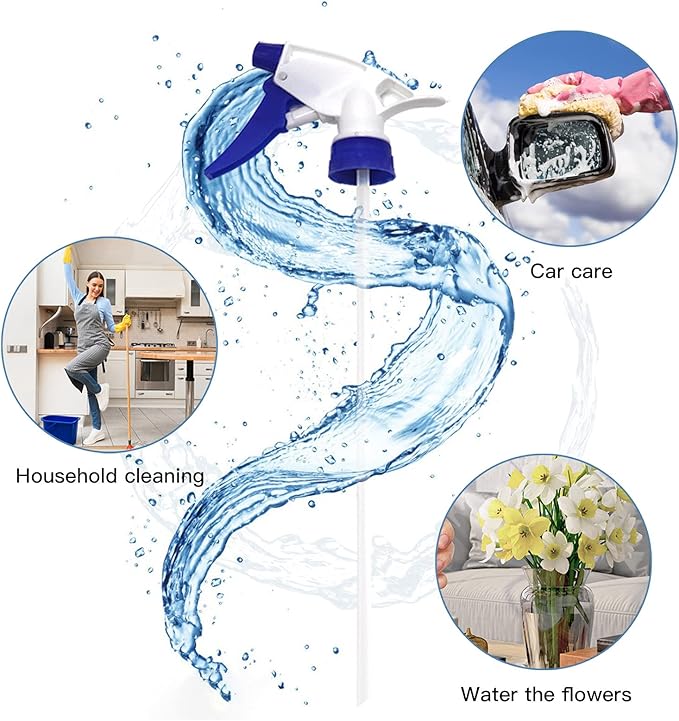 30 Pack Spray Bottle Nozzles, Heavy-Duty Stream Trigger Spray Nozzle Replacement Parts Adjustable Head Sprayer with Mist Stream Sprayer Fits 8oz /16oz Spray Bottles Round 28/400 Neck Bottles (Blue)