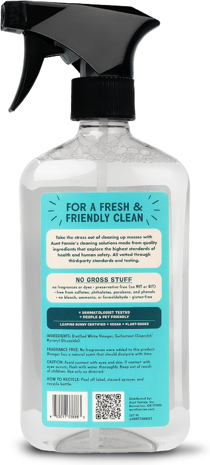 Aunt Fannie's All Purpose Household Cleaner, Multi-Surface Spray Cleaner, Powered by Vinegar for Kitchen, Bath, Windows and Countertops, Fragrance Free, Pack of 1